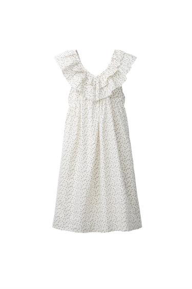 FLORAL PRINT DRESS WITH RUFFLES - Pearl grey by Zara