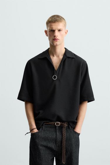 POLO RELAX FIT COM ESTRUTURA - Preto da Zara