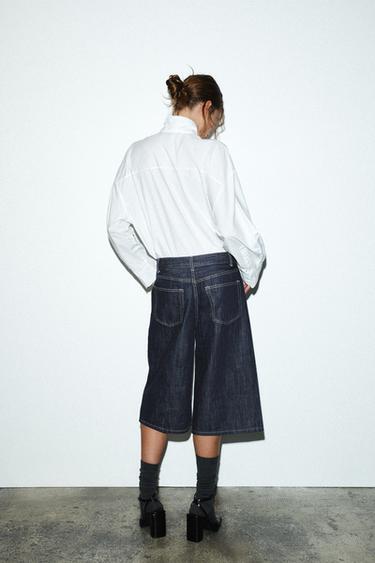 SHORT EN JEAN TRF TAILLE MI-HAUTE - Indigo foncé de Zara - Image 4