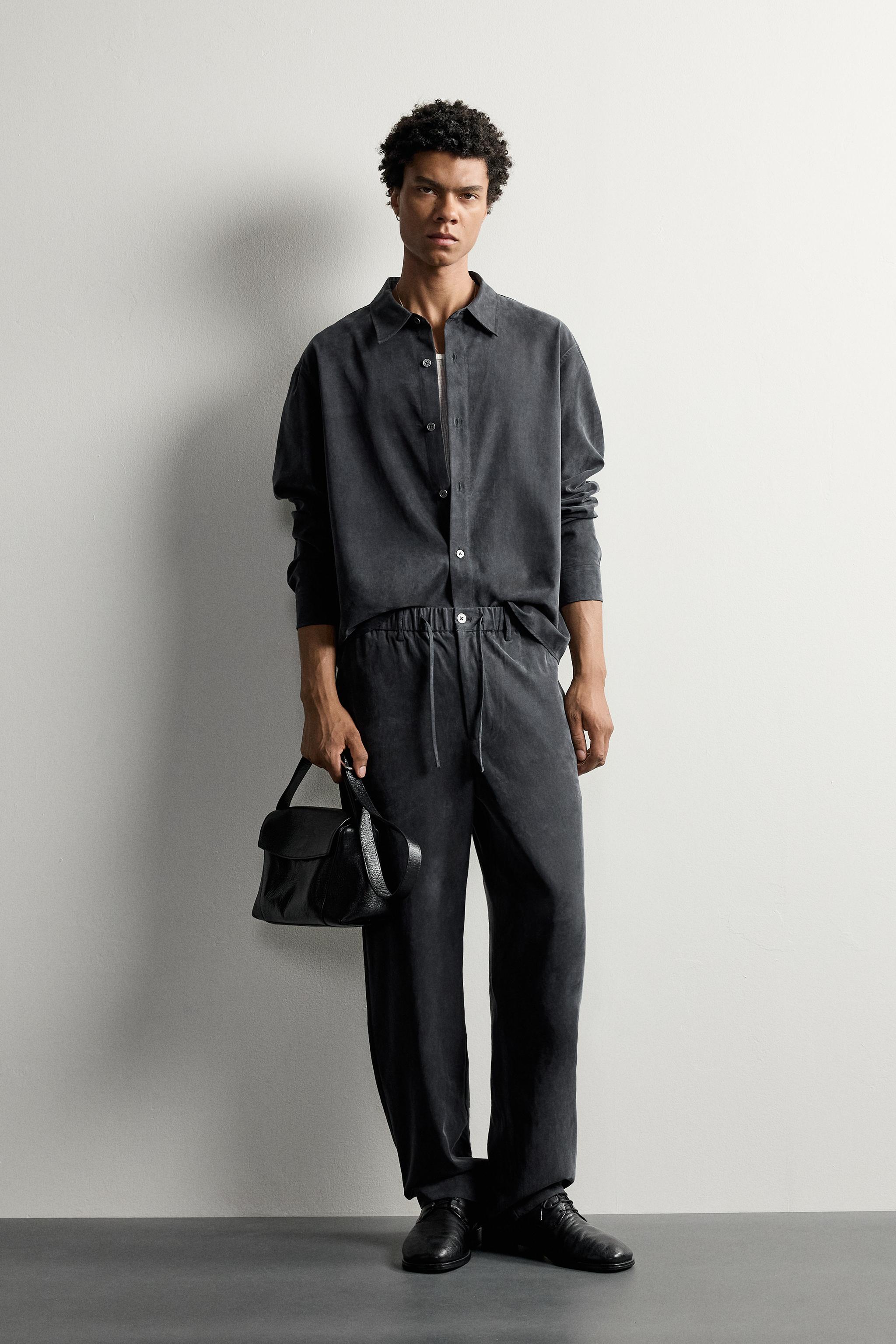 RELAXED FIT FLUID TROUSERS - Indigo | ZARA United States