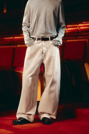 BLEACHED WASH BAGGY FIT JEANS - Oyster-white by Zara