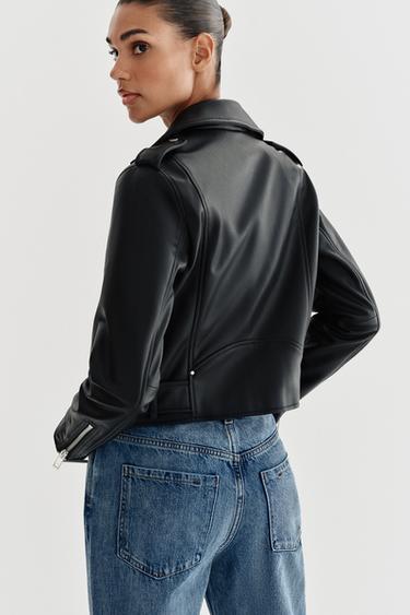 LEATHER EFFECT BIKER JACKET - Black by Zara - Image 5