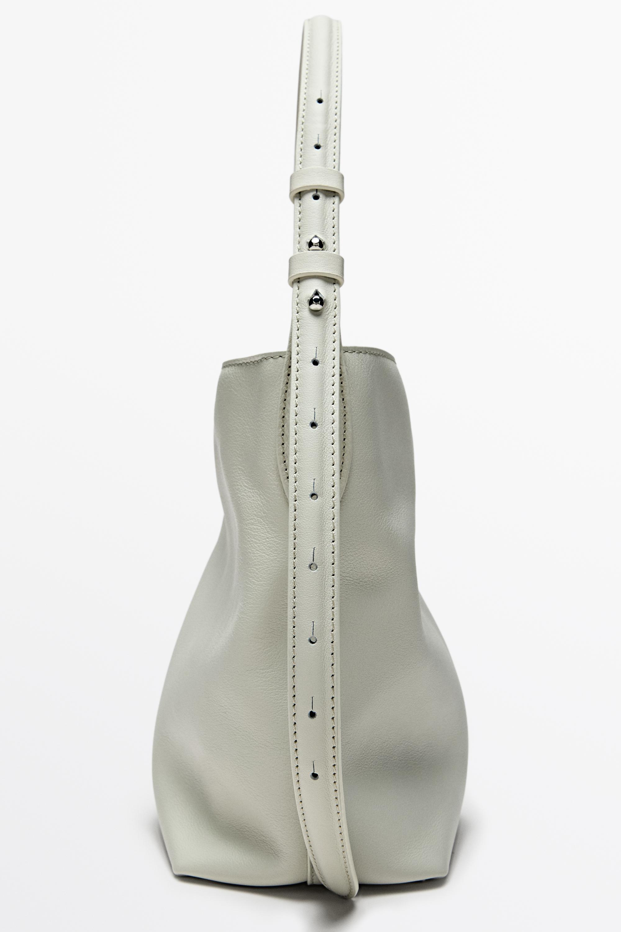 Nappa leather mini bucket bag — Oyster-white
