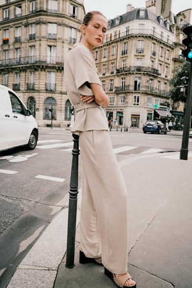 FLOWING WIDE-LEG TROUSERS - Sand by Zara - Image 3