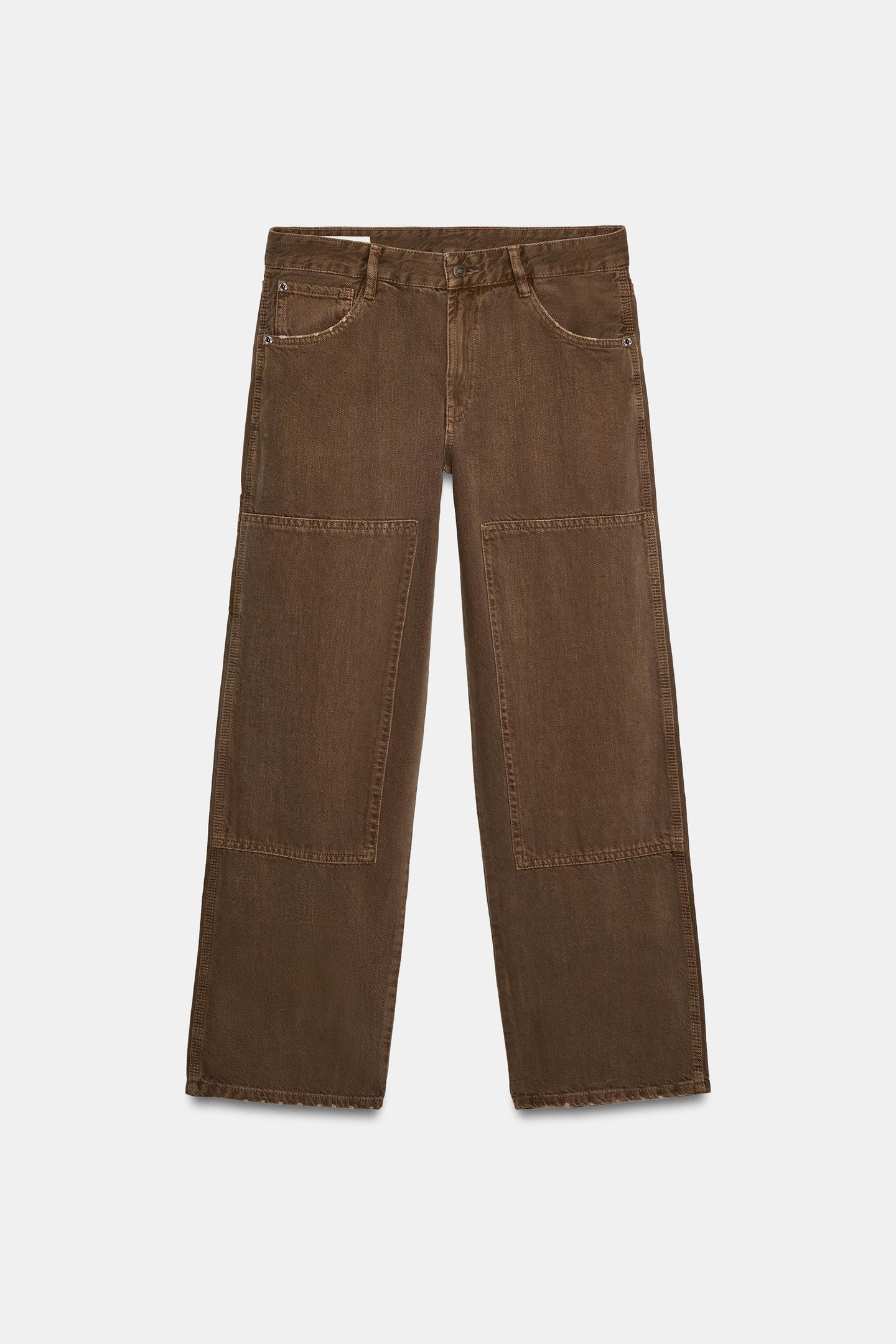 Женские джинсы Zara Low-Rise Straight Fit Trf, цвет: Коричневый — фото 6