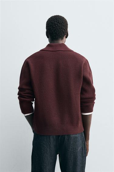 PURL KNIT POLO SHIRT - Burgundy by Zara - Image 2