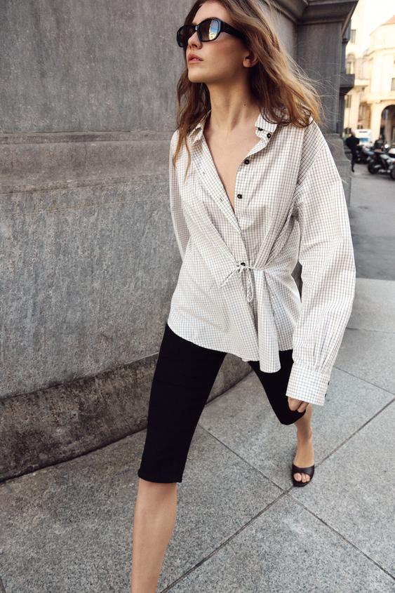 PLAID SHIRT WITH BOW