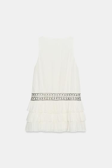 CHIFFON DRESS WITH RUFFLES AND STUDS - White by Zara - Image 5