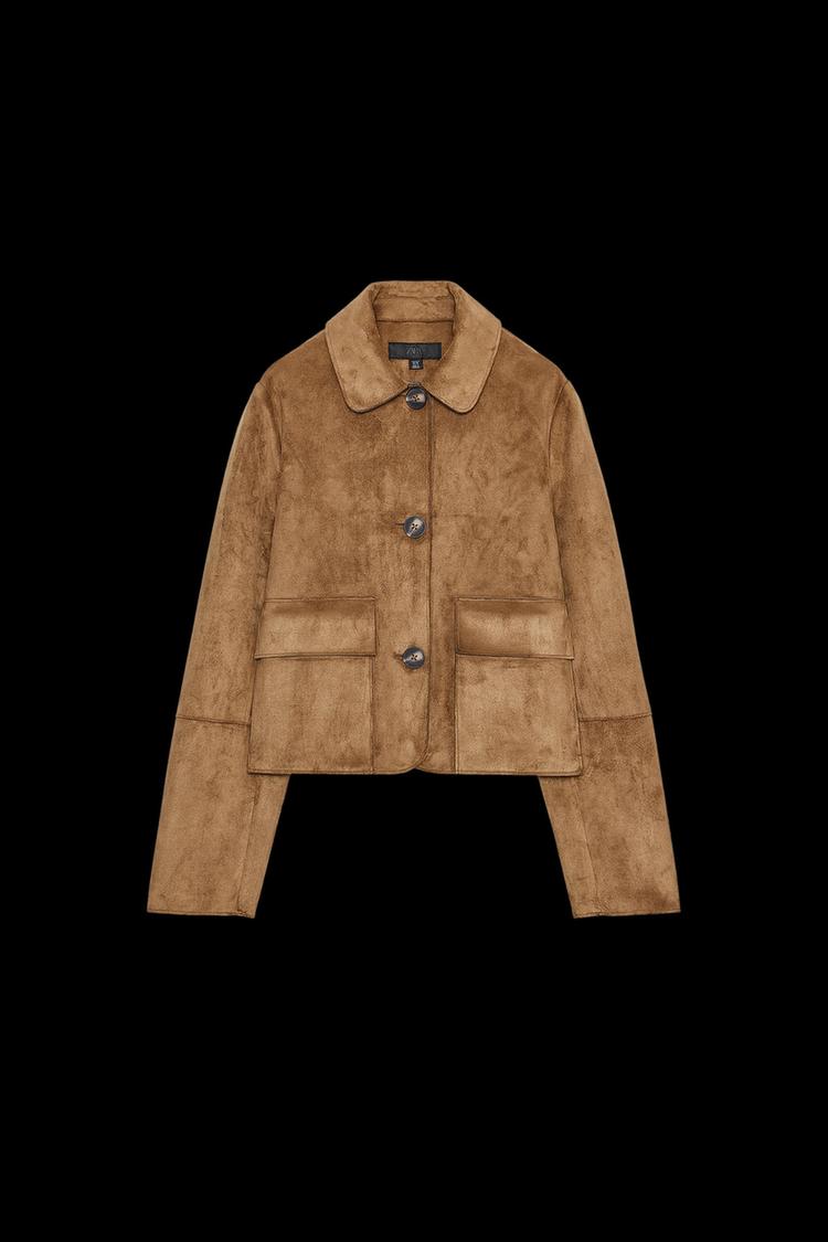 FAUX SUEDE CROPPED JACKET