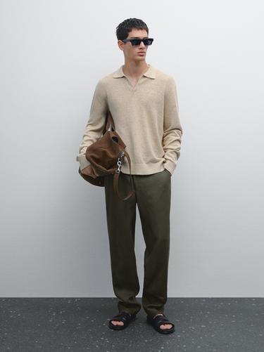 Pantalón regular fit 100% lino - Verde de Zara - Imagen 0