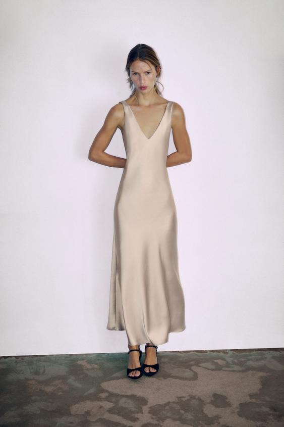 VESTIDO MIDI SATINADO - Cava de Zara - Imagen 0