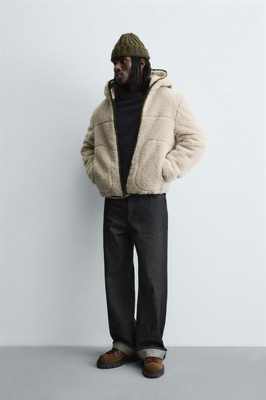 CONTRAST FAUX SHEARLING JACKET - Oyster-white by Zara - Image 0