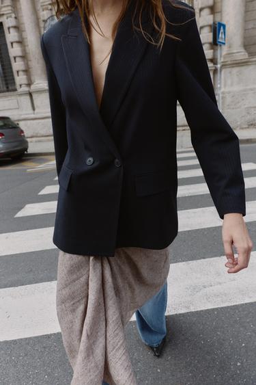 OVERSIZE DOUBLE-BREASTED PINSTRIPE BLAZER - striped by Zara - Image 3