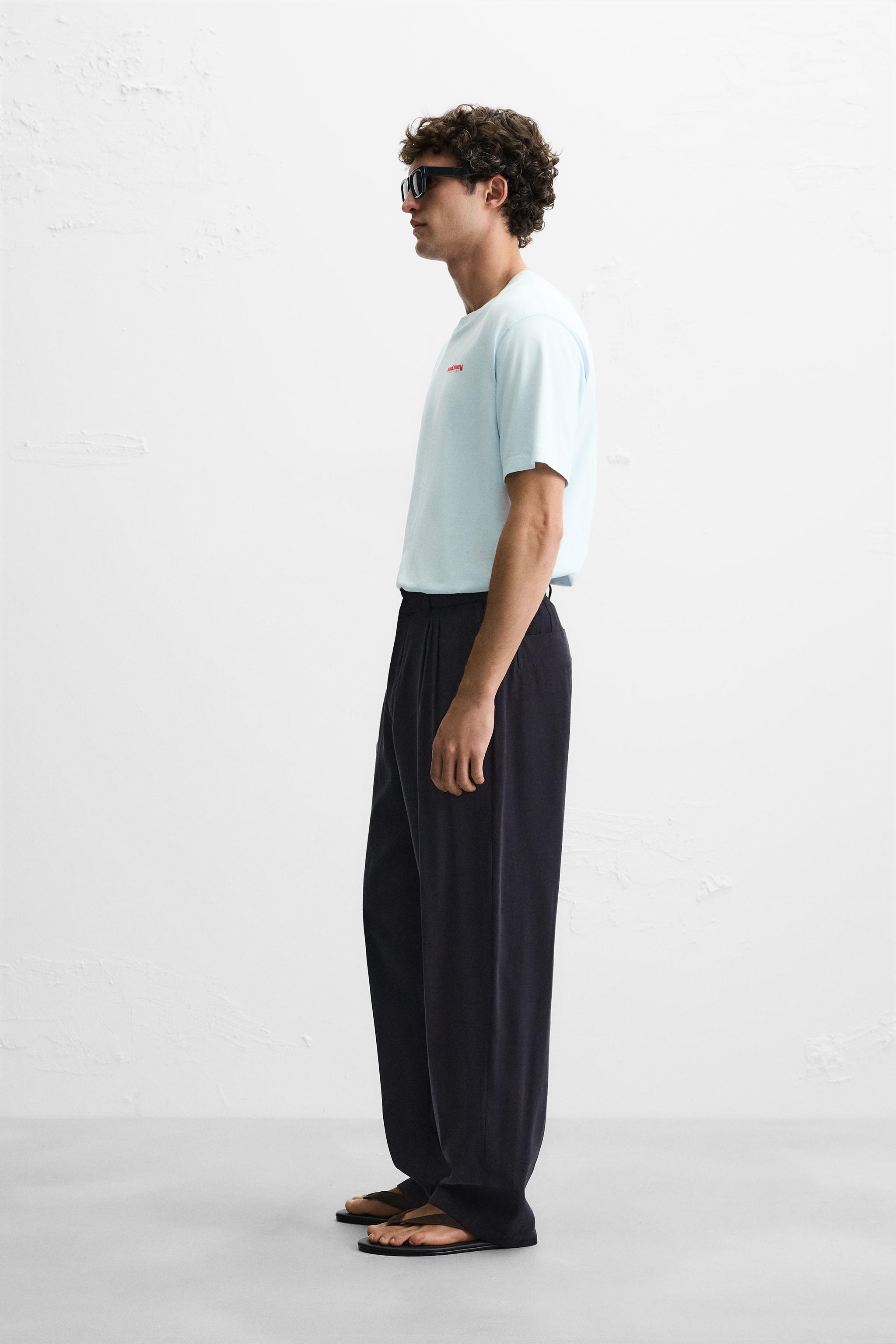 コントラストプリントTシャツ - 空色 | ZARA Japan / 日本