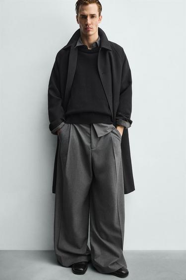 PANTALON COUPE LARGE À PLIS - Gris de Zara - Image 5