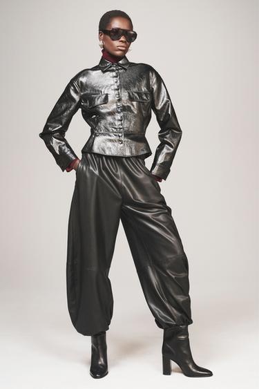 FAUX LEATHER PEPLUM JACKET - THE ITEM ZARA WOMAN - Black by Zara - Image 0