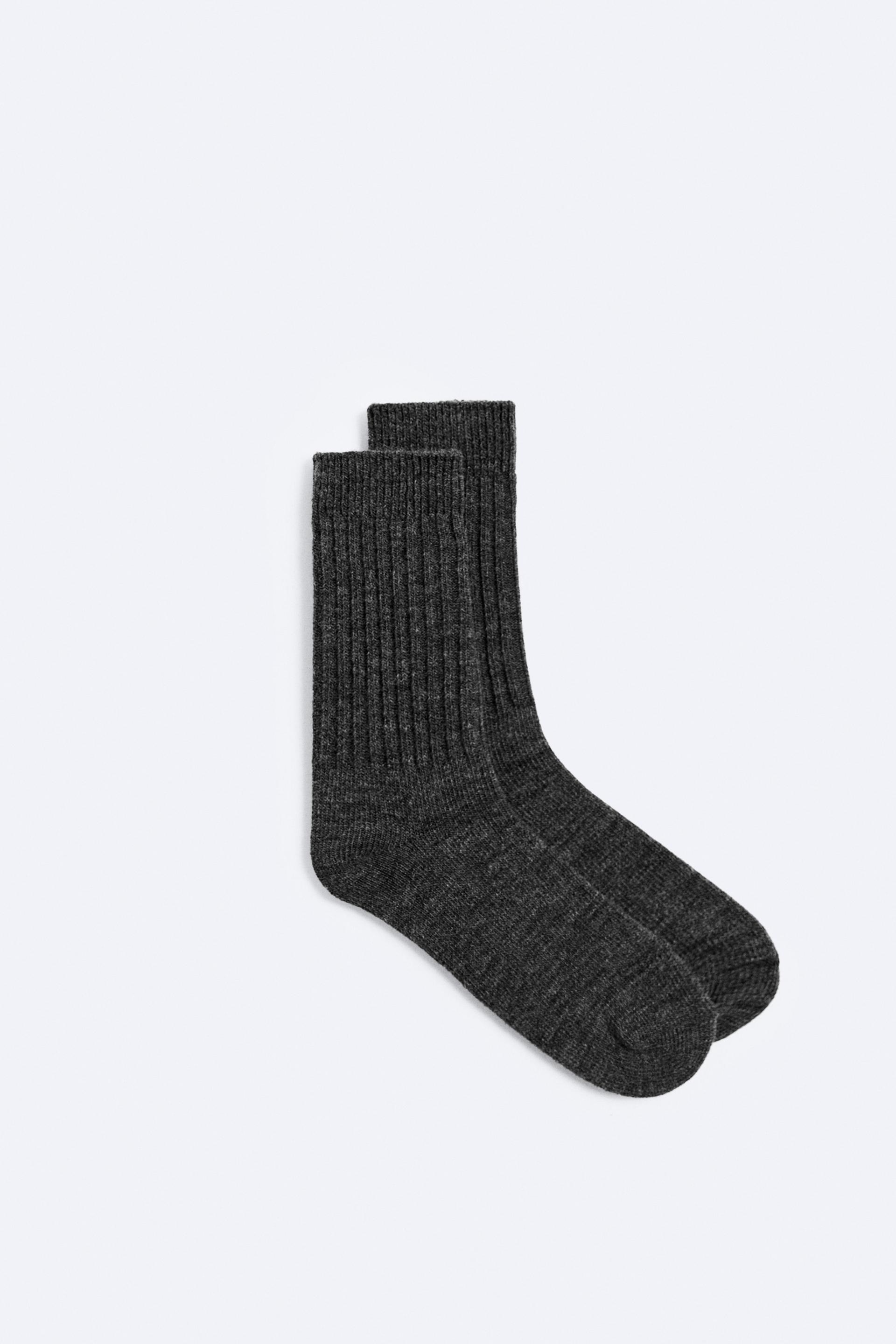 TEXTURED RIBBED SOCKS - Navy blue