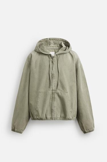 WASHED HOODED JACKET - Khaki by Zara