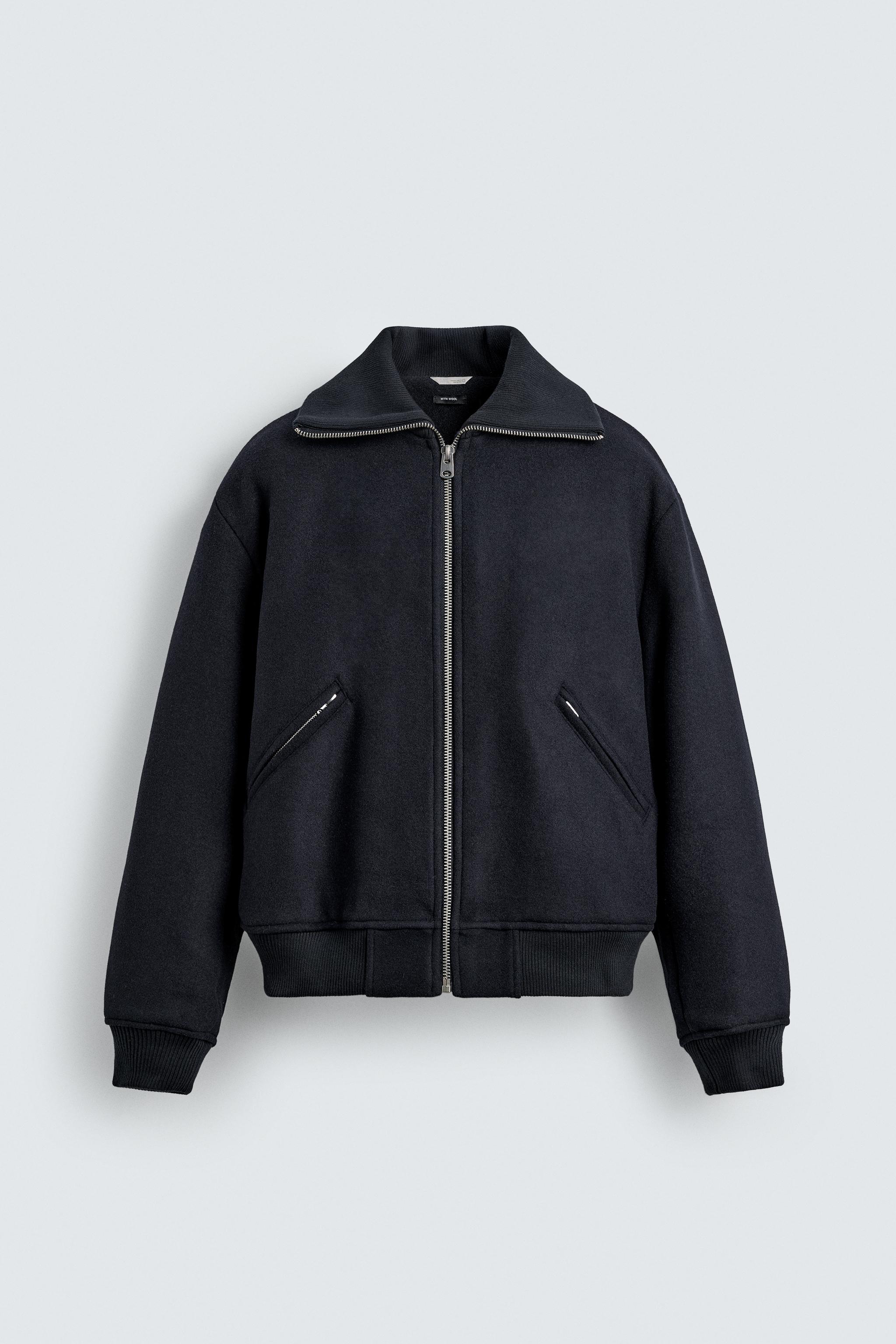 PADDED JACKET WITH RIBBED COLLAR - Navy blue | ZARA South Africa