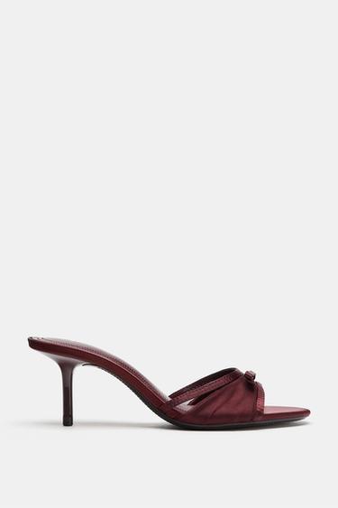 MESH BOW SANDALS - Burgundy Red by Zara - Image 0
