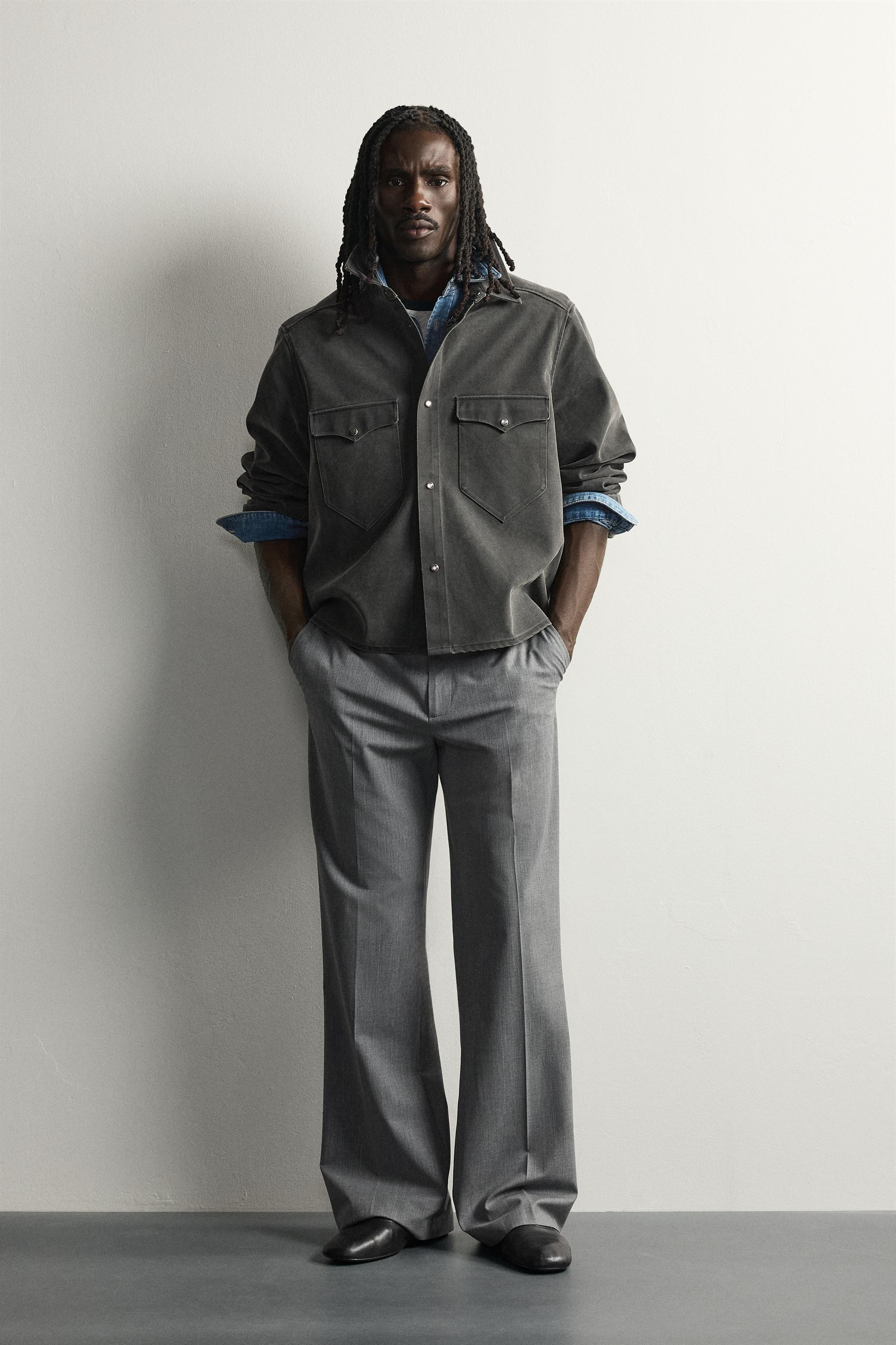WASHED FAUX SUEDE OVERSHIRT