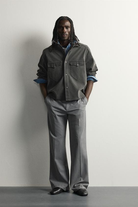 WASHED FAUX SUEDE OVERSHIRT - Grey by Zara - Image 0