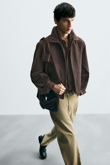 CROPPED FIT JACKET - Dark brown by Zara - Image 5