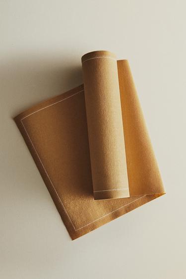 حزمة فوط مائدة قابلة لإعادة الاستخدام (حزمة 20 قطعة) - خردلي الخاص بـ Zara