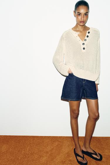SHORTS Z1975 MOM FIT - Blu di Zara