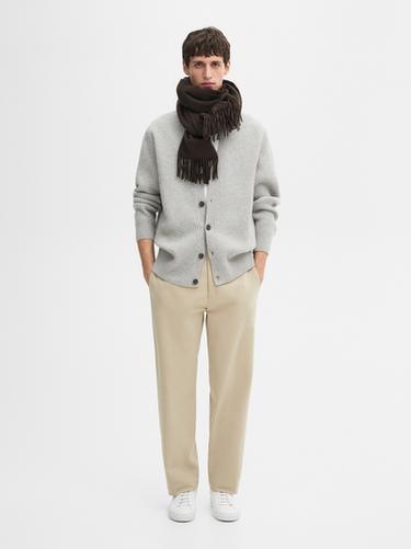 Cardigan côtelé en laine mélangée - Gris chiné de Zara - Image 0