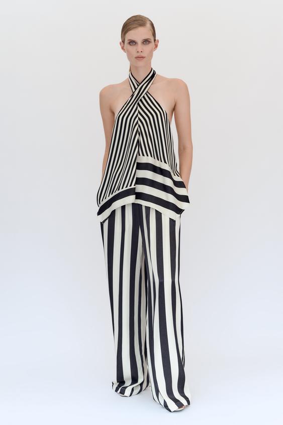 توب HALTER مخطط - أبيض / أسود الخاص بـ Zara - صورة 0