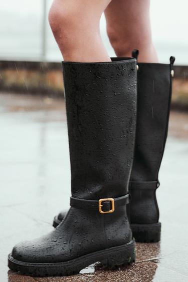 Zara FLAT LUG SOLE BOOTS - Black - Image 0