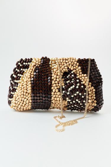 BEADED POUCH BAG - Brown by Zara