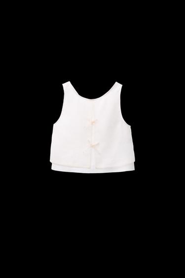 TOP 100% LINO ORGANZA LAZOS - Crudo de Zara - Imagen 0