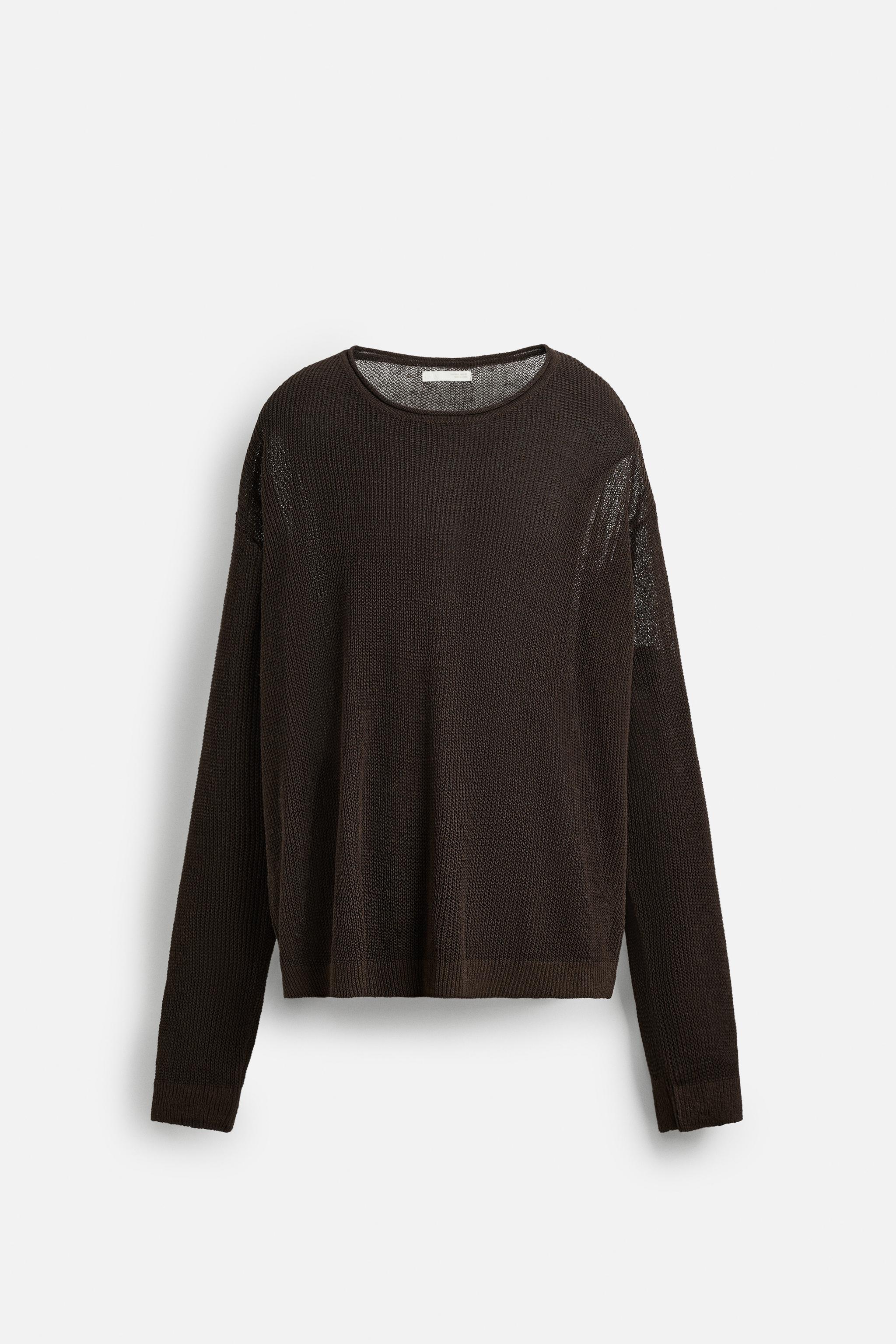 LINEN BLEND TEXTURED SWEATER