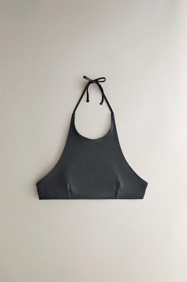 توب بيكيني شاطئي هالتر - رمادي الخاص بـ Zara