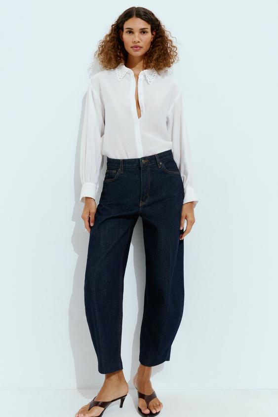 CAMISA CUELLO ENCAJE - Blanco de Zara - Imagen 0