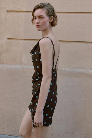 ROBE MINI À POIS - Marron-Bleu de Zara - Image 2