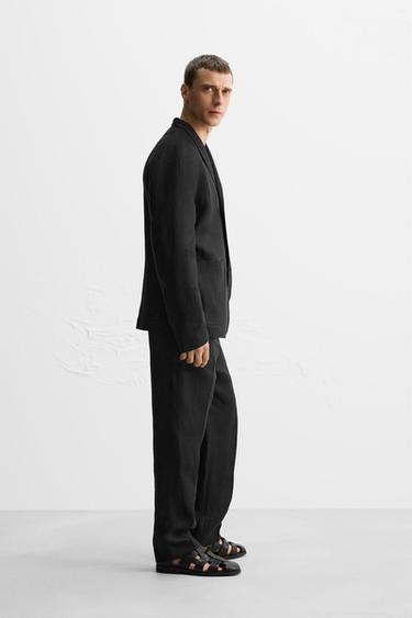 RELAXED FIT 100% LINEN LIMITED EDITION SUIT BLAZER - Black by Zara - Image 3