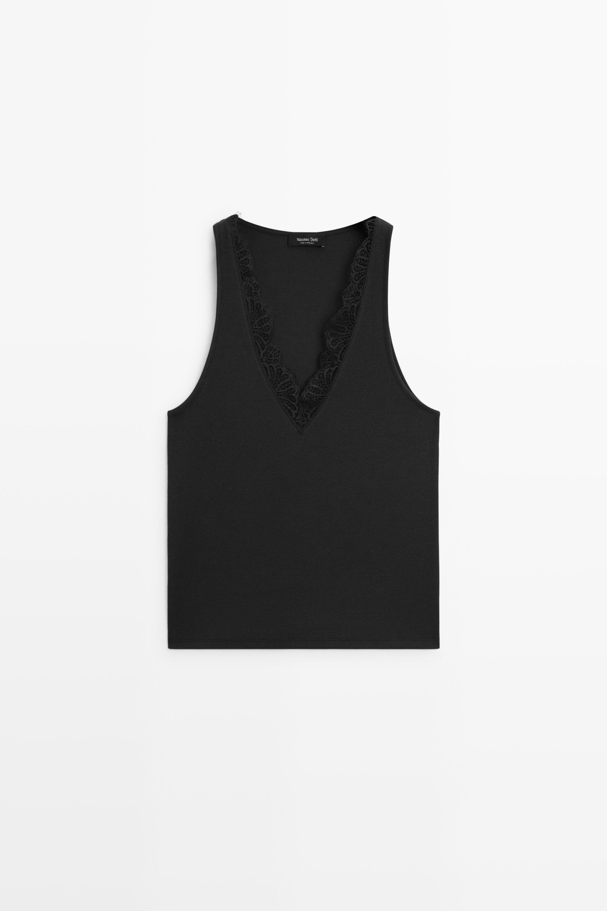 V-neck top with lace detail