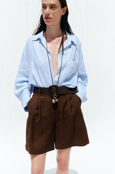 BERMUDA PINCES CEINTURE - Marron de Zara - Image 2