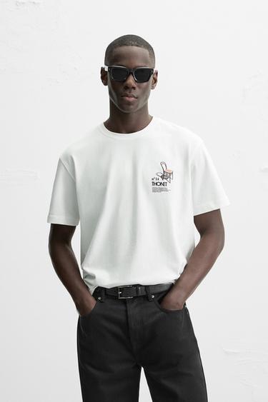 Zara THONET © GRAPHIC T-SHIRT - Oyster-white
