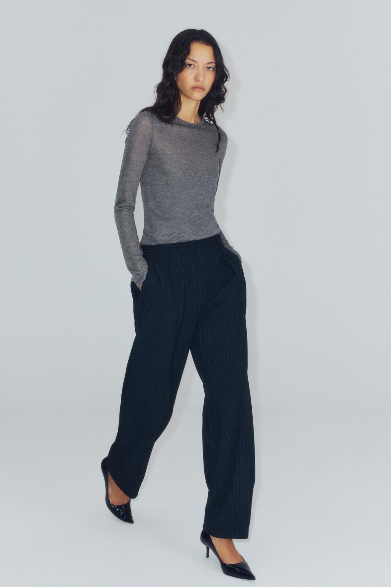 ZW COLLECTION ELASTIC WAIST PANTS — striped