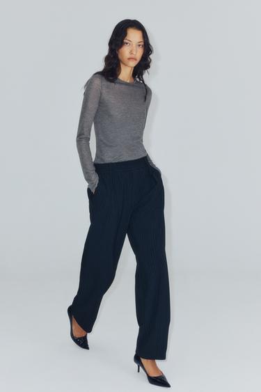 ZW COLLECTION ELASTIC WAIST PANTS — striped 2