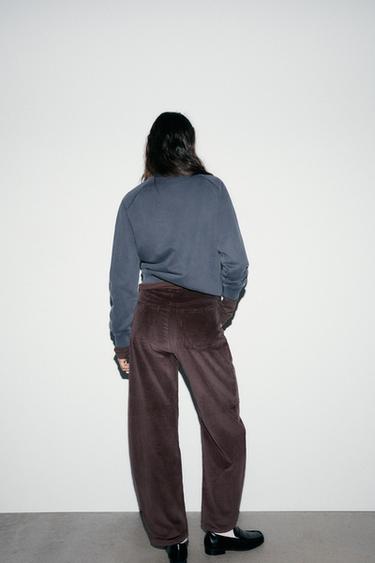 PANTALON BALLON EN VELOURS CÔTELÉ - Aubergine foncé de Zara - Image 3