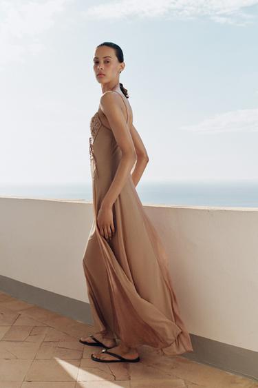 COMBINED CROCHET DRESS - Pink by Zara