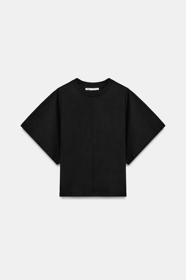 Zara ROOMY SHORT SLEEVE T-SHIRT - Black