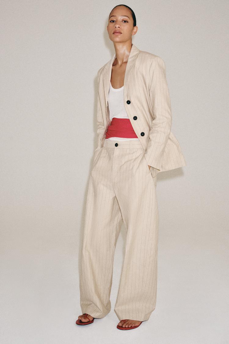 Blazer de mezcla de lino a rayas de la colección ZW 2