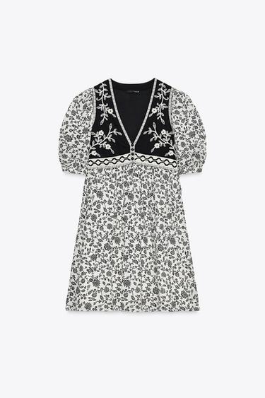 ROBE COURTE COMBINÉE À IMPRIMÉ FLORAL - Multicolore de Zara - Image 6