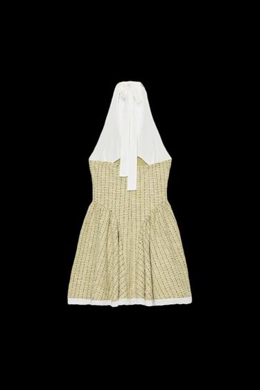 Zara STRUCTURED HALTER DRESS - Green